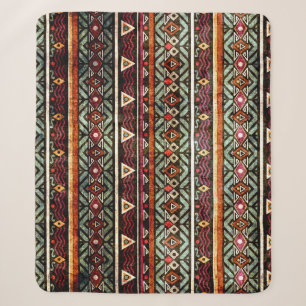 Tribal Grunge: Ethno Retro Pattern Sherpa Blanket