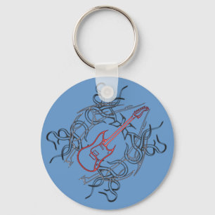 Tribal Guitar Graphic Keychain