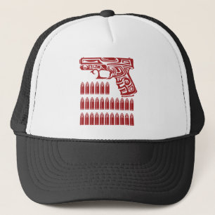 Tribal Gun Illustration Trucker Hat