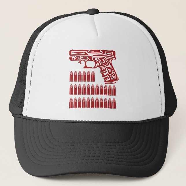 Tribal Gun Illustration Trucker Hat (Front)
