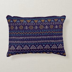 Tribal Hand-Drawn: Ethnic Seamless Pattern Accent Pillow