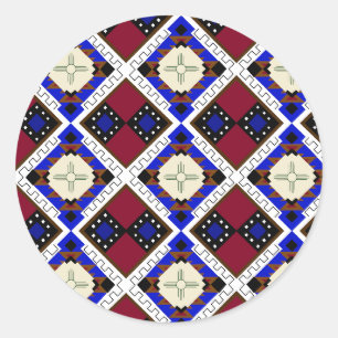 Tribal, Happiness, Native American Zia Classic Round Sticker