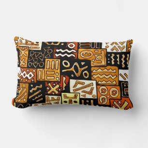 Tribal Harmony: African Geometric Motif Lumbar Pillow