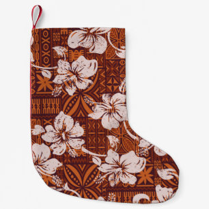 Tribal Hawaiian: Hibiscus Flower Wallpaper Small Christmas Stocking