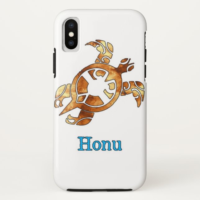 Tribal Hawaiian Sea Turtle in Gold Case-Mate iPhone Case (Back)
