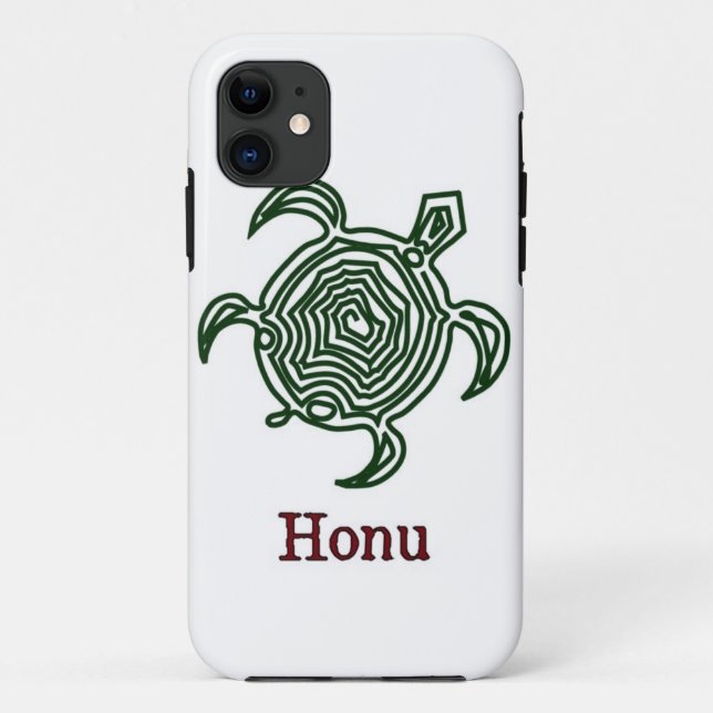 Tribal Hawaiian Sea Turtle in Green Case-Mate iPho Case-Mate iPhone Case (Back)