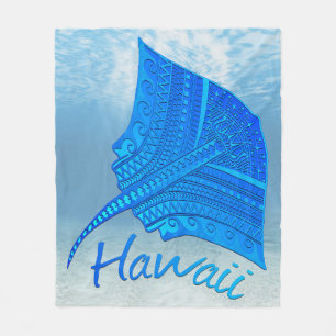 Tribal Hawaiian Stingray Fleece Blanket