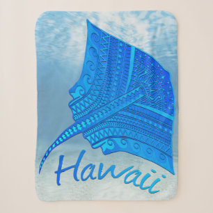 Tribal Hawaiian Stingray Sherpa Blanket