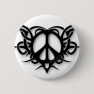Tribal Heart Peace Sign 2 Inch Round Button