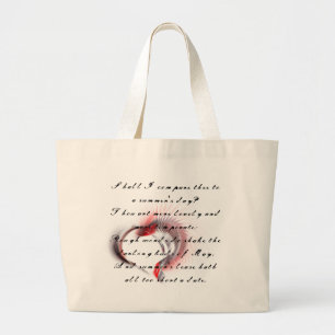Tribal Heart with Shakespeare's sonnet 18 Large Tote Bag