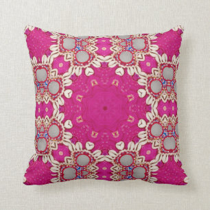 tribal hippie gypsy bohemian fuchsia Magenta Throw Pillow