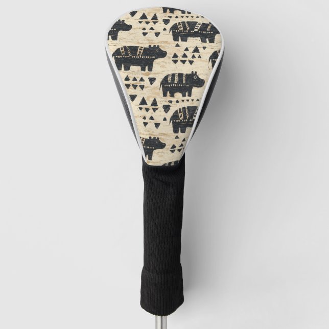 Tribal Hippo Safari Pattern Golf Head Cover (Front)