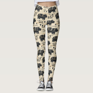 Tribal Hippo Safari Pattern Leggings