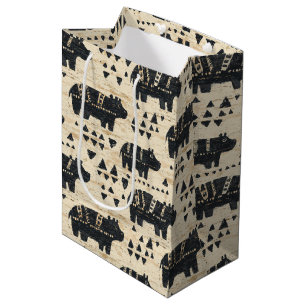 Tribal Hippo Safari Pattern Medium Gift Bag
