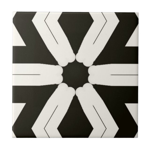 Tribal Home Floral Black & White Tile (Front)