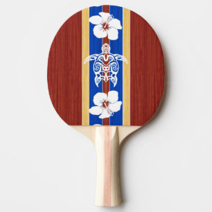 Tribal Honu Fake Wood Surfboard Ping Pong Paddle