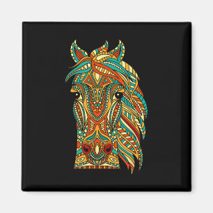 Tribal Horse Design - Horses Animal Lover Horsebac Magnet