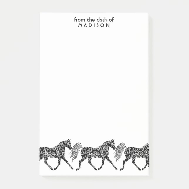 Tribal Horse Trotting Add Name From The Desk Of Post-it Notes (Front)