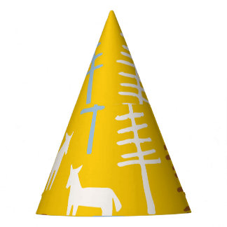 Tribal Horses: Forest Retro Seamless Party Hat