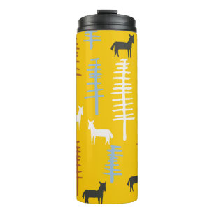 Tribal Horses: Forest Retro Seamless Thermal Tumbler