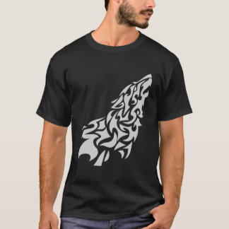 Tribal Howling Wolf Design – Bold and Majestic Art T-Shirt
