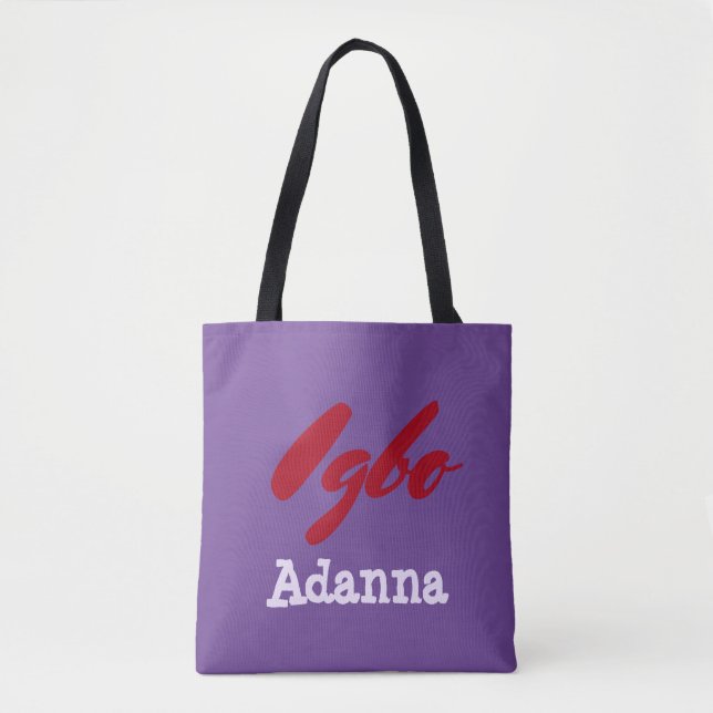 Tribal Igbo Purple and Red Tote Bag (Front)