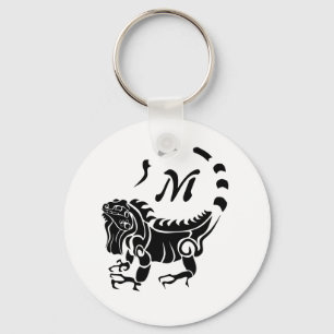 Tribal Iguana Monogram Keychain
