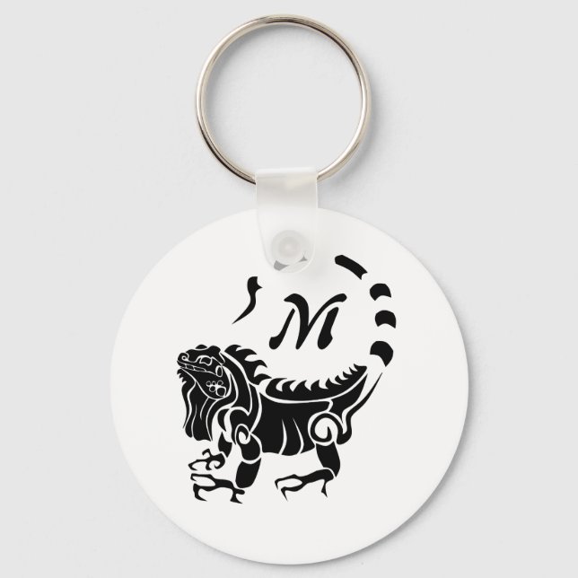Tribal Iguana Monogram Keychain (Front)