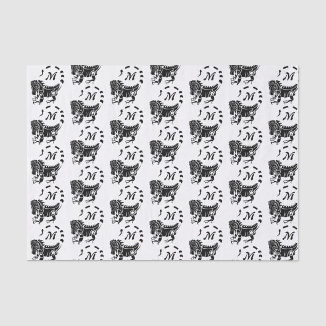 Tribal Iguana Monogram Tissue Paper (Front)