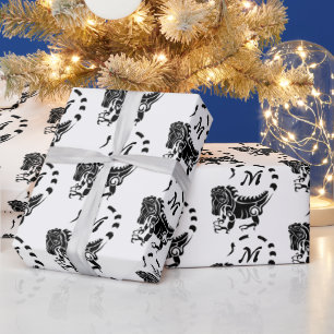 Tribal Iguana Monogram Wrapping Paper