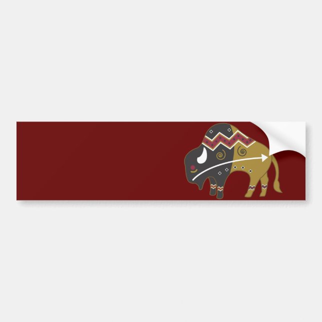 Tribal Indian Buffalo Bumper Sticker (Front)