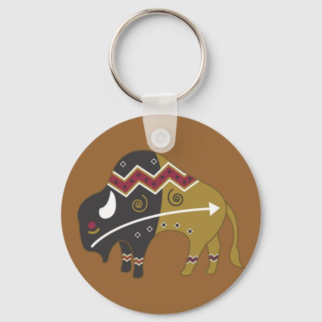 Tribal Indian Buffalo Keychain (Front)
