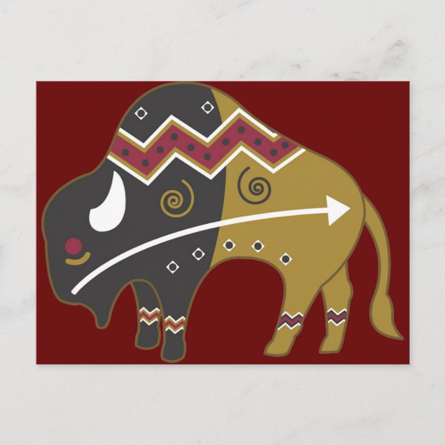 Tribal Indian Buffalo Postcard (Front)