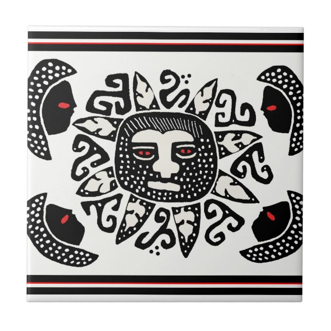Tribal Indian Sun Spirit Tile (Front)