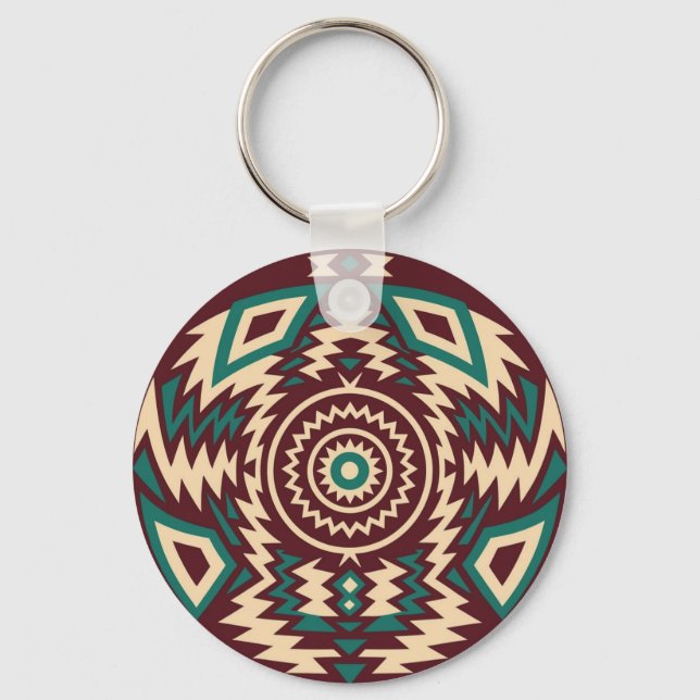 Tribal Inspired Geometric Mandala  Keychain (Front)