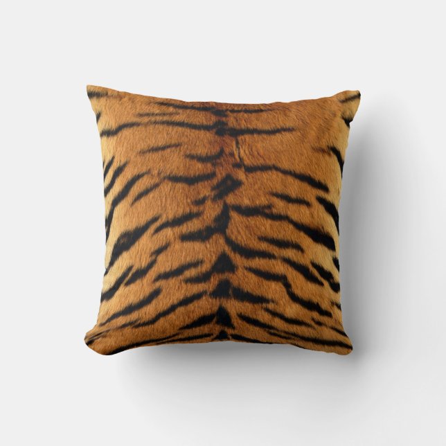 Tribal jungle animal fur Tiger Print Throw Pillow (Front)