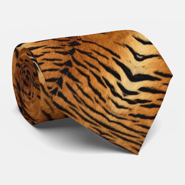 Tribal jungle animal fur Tiger Print Tie (Rolled)