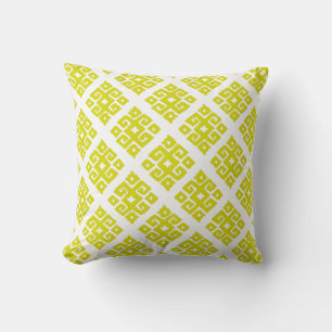 Tribal key pattern lime green white lumber pillow