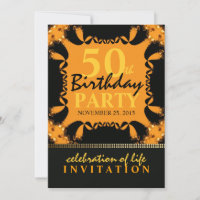 Tribal Lace Batik 50th Birthday Party Invitations