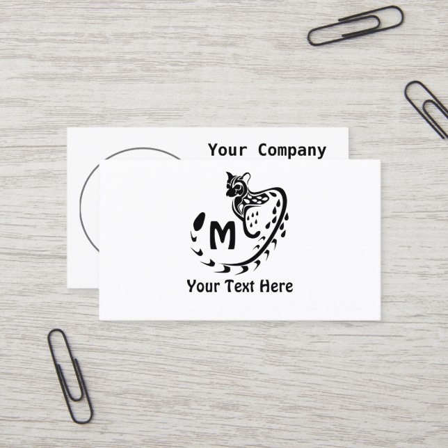 Tribal Large Spotted Genet Monogram Business Card (Front/Back In Situ)