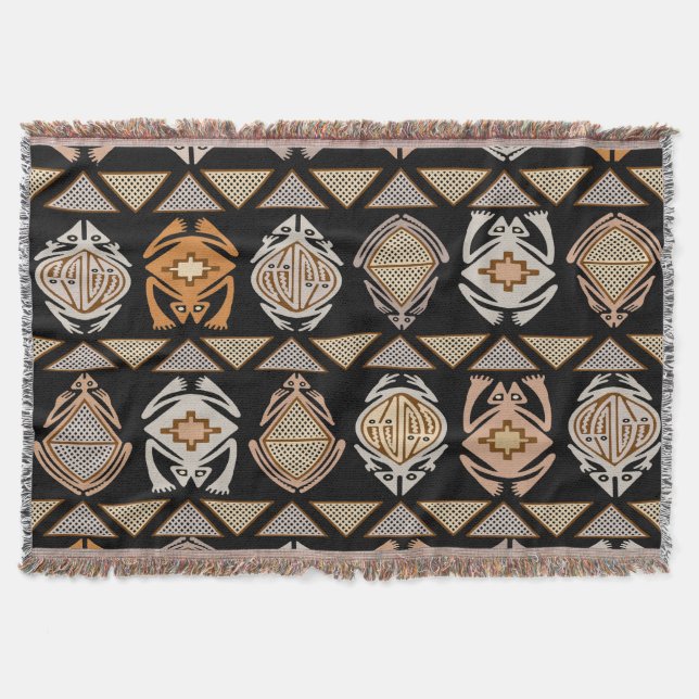 Tribal Leap Frogs Throw Blanket (Front)