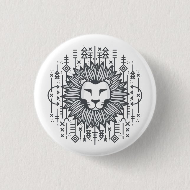 Tribal Lion 1 Inch Round Button (Front)
