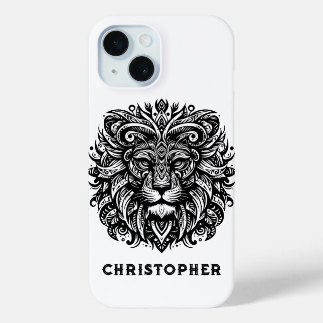 Tribal Lion Add Name Case-Mate iPhone Case (Back)