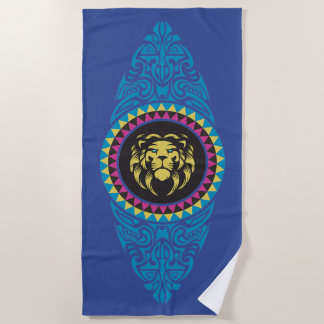 Tribal Lion Beach Towel