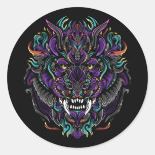 Tribal Lion Classic Round Sticker