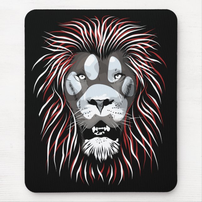 Tribal Lion Face Mouse Pad (Front)