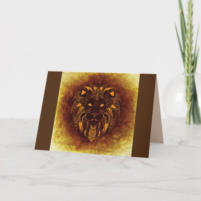 tribal lion greeting card (Front)