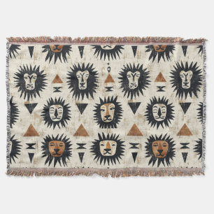 Tribal Lion Safari Pattern Throw Blanket