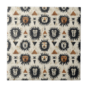 Tribal Lion Safari Pattern Tile