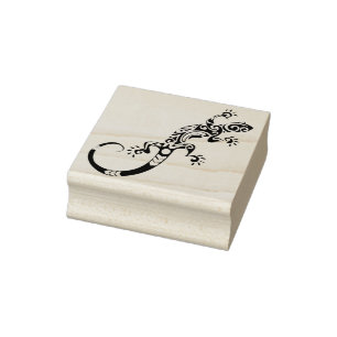 tribal lizard art stamp
